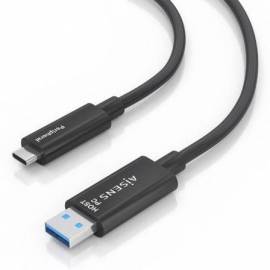 CABLE USB 3.2 TIPO-C AOC AISENS A157-0925/ USB TIPO-C MACHO - USB MACHO/ 10GBPS/ 15M/ NEGRO
