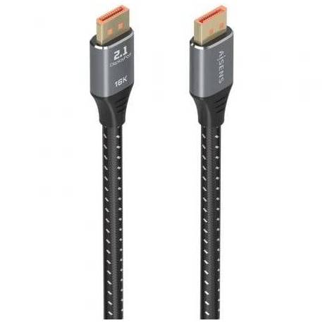 CABLE DISPLAYPORT 2.1 16K AISENS A158-0901/ DISPLAYPORT MACHO - DISPLAYPORT MACHO/ 80GBPS/ 1M/ NEGRO