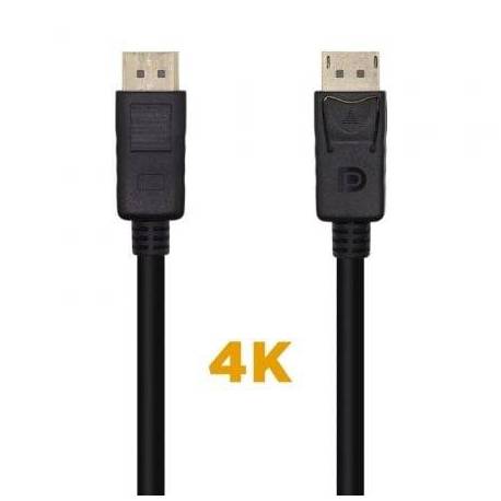 CABLE DISPLAYPORT 1.2 4K AISENS A124-0455/ DISPLAYPORT MACHO - DISPLAYPORT MACHO/ 1M/ NEGRO