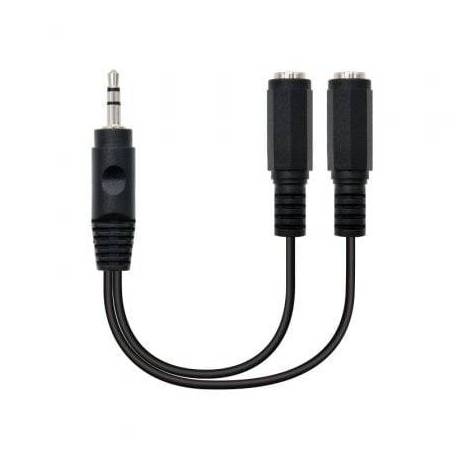 CABLE ESTÉREO NANOCABLE 10.24.1200/ JACK 3.5 MACHO - 2X JACK 3.5 HEMBRA/ 15CM/ NEGRO