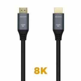 CABLE HDMI 2.1 8K AISENS A150-0425/ HDMI MACHO - HDMI MACHO/ 50CM/ GRIS NEGRO