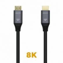 CABLE HDMI 2.1 8K AISENS A150-0426/ HDMI MACHO - HDMI MACHO/ 1M/ GRIS NEGRO