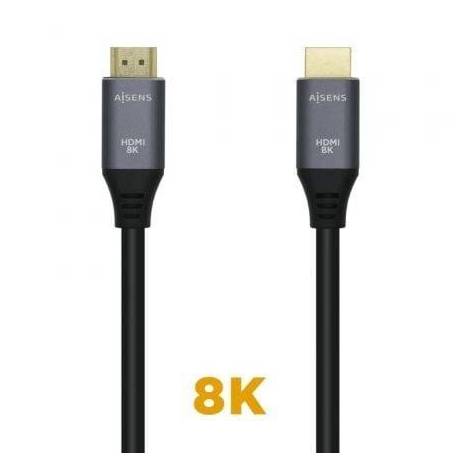 CABLE HDMI 2.1 8K AISENS A150-0428/ HDMI MACHO - HDMI MACHO/ 2M/ GRIS NEGRO