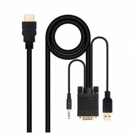 CABLE CONVERSOR NANOCABLE 10.15.4350/ HDMI MACHO - VGA MACHO - JACK 3.5 MACHO - USB MACHO/ 1.8M/ NEGRO