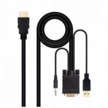 CABLE CONVERSOR NANOCABLE 10.15.4350/ HDMI MACHO - VGA MACHO - JACK 3.5 MACHO - USB MACHO/ 1.8M/ NEGRO