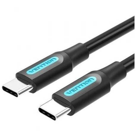 CABLE USB 2.0 TIPO-C VENTION COSBD/ USB TIPO-C MACHO - USB TIPO-C MACHO/ HASTA 60W/ 480MBPS/ 50CM/ NEGRO