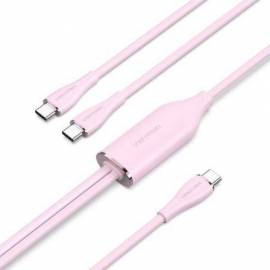 CABLE USB TIPO-C VENTION CTMPG/ USB TIPO-C MACHO - 2 X USB TIPO-C MACHO/ HASTA 100W/ 480MBPS/ 1.5M/ ROSA