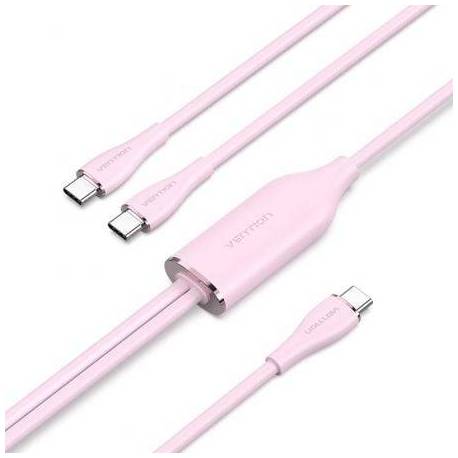 CABLE USB TIPO-C VENTION CTMPG/ USB TIPO-C MACHO - 2 X USB TIPO-C MACHO/ HASTA 100W/ 480MBPS/ 1.5M/ ROSA