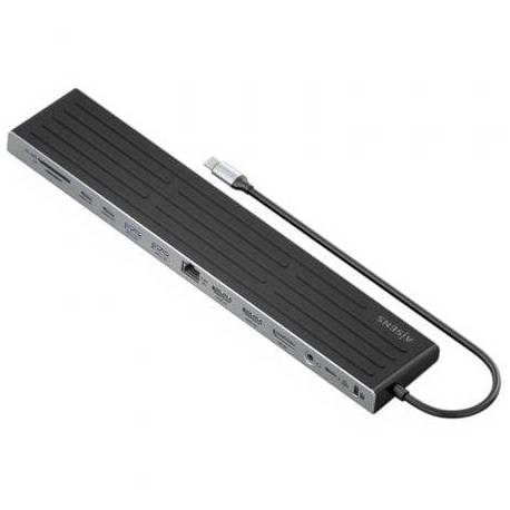 DOCKING USB TIPO-C AISENS ASUC-13P042-GR/ 2XUSB TIPO-C/ 1XUSB TIPO-C PD/ 2XUSB/ 2XHDMI/ 1XDISPLAYPORT/ 1XLECTOR DE TARJETAS/