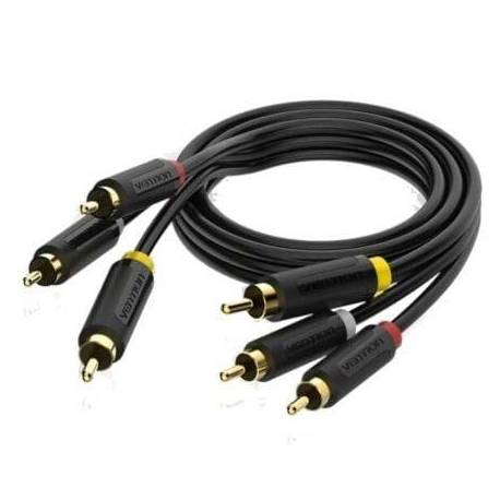 CABLE ESTÉREO VENTION BCABH/ 3X RCA MACHO - 3X RCA MACHO/ 2M/ NEGRO