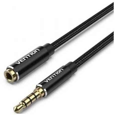 CABLE ESTÉREO VENTION BHCBD/ JACK 3.5 MACHO - JACK 3.5 HEMBRA/ 50CM/ NEGRO