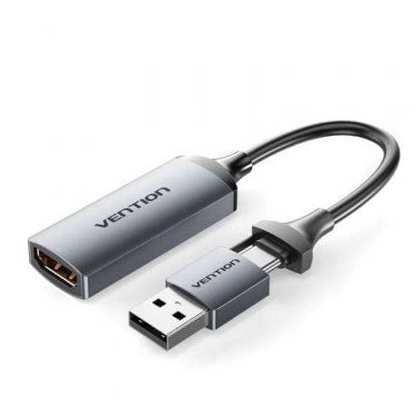 CONVERSOR HDMI 4K 60HZ VENTION ACWHA/ HDMI HEMBRA / USB MACHO - USB TIPO-C MACHO/ 480MBPS/ 10CM/ NEGRO