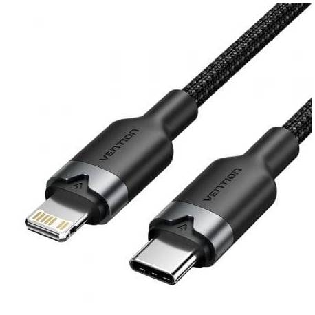 CABLE USB TIPO-C LIGHTNING VENTION LALBH/ USB TIPO-C MACHO - LIGHTNING MACHO/ 27W/ 480MBPS/ 2M/ NEGRO