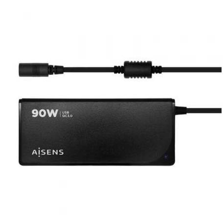 CARGADOR DE PORTÁTIL AISENS ASLC-90WAUTO-BK/ 90W/ AUTOMÁTICO/ 12 CONECTORES/ VOLTAJE 15-20V/ 1 USB QC3.0