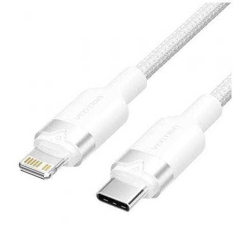 CABLE USB TIPO-C LIGHTNING VENTION LALWH/ USB TIPO-C MACHO - LIGHTNING MACHO/ 27W/ 480MBPS/ 2M/ BLANCO