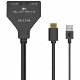 CABLE DUPLICADOR HDMI 4K AISENS A123-0654/ 2X HDMI HEMBRA - HDMI MACHO - USB MACHO/ 30CM/ NEGRO