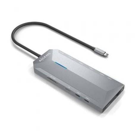 DOCKING USB TIPO-C AISENS ASUC-12P005-GR/ 2XHDMI 4K/ 3XUSB/ 2XUSB TIPO-C/ 1XRJ45/ 1XAUDIO/ 1XLECTOR TARJETAS/ 1X JACK/ 1XUSB