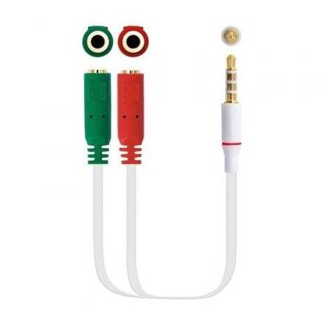 CABLE ESTÉREO NANOCABLE 10.24.1201/ JACK 3.5 MACHO - 2X JACK 3.5 HEMBRA/ 20CM/ BLANCO