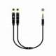 CABLE ESTÉREO NANOCABLE 10.24.1202/ JACK 3.5 MACHO - 2X JACK 3.5 HEMBRA/ 30CM/ NEGRO