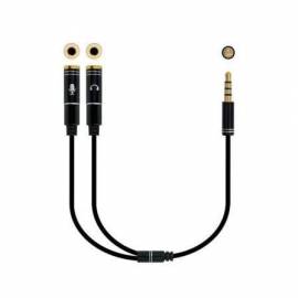 CABLE ESTÉREO NANOCABLE 10.24.1202/ JACK 3.5 MACHO - 2X JACK 3.5 HEMBRA/ 30CM/ NEGRO