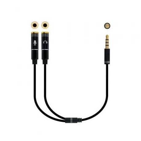 CABLE ESTÉREO NANOCABLE 10.24.1202/ JACK 3.5 MACHO - 2X JACK 3.5 HEMBRA/ 30CM/ NEGRO