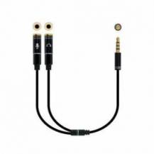 CABLE ESTÉREO NANOCABLE 10.24.1202/ JACK 3.5 MACHO - 2X JACK 3.5 HEMBRA/ 30CM/ NEGRO