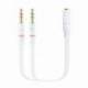 CABLE ESTÉREO NANOCABLE 10.24.1203/ JACK 3.5 HEMBRA - 2X JACK 3.5 MACHO/ 20CM/ BLANCO