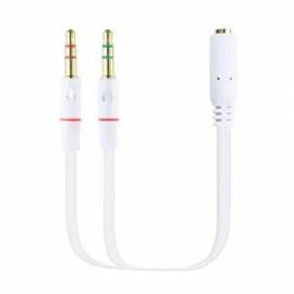 CABLE ESTÉREO NANOCABLE 10.24.1203/ JACK 3.5 HEMBRA - 2X JACK 3.5 MACHO/ 20CM/ BLANCO