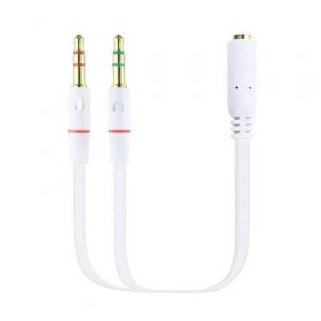 CABLE ESTÉREO NANOCABLE 10.24.1203/ JACK 3.5 HEMBRA - 2X JACK 3.5 MACHO/ 20CM/ BLANCO