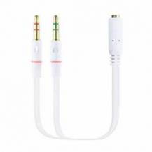 CABLE ESTÉREO NANOCABLE 10.24.1203/ JACK 3.5 HEMBRA - 2X JACK 3.5 MACHO/ 20CM/ BLANCO