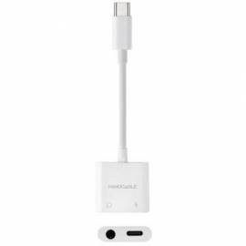 ADAPTADOR AUDIO NANOCABLE 10.24.1206/ USB TIPO-C MACHO - JACK 3.5 HEMBRA/ USB TIPO-C HEMBRA/ BLANCO