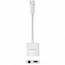 ADAPTADOR AUDIO NANOCABLE 10.24.1206/ USB TIPO-C MACHO - JACK 3.5 HEMBRA/ USB TIPO-C HEMBRA/ BLANCO