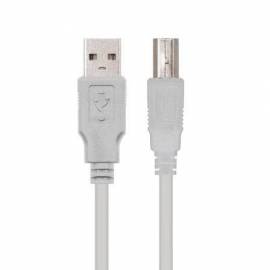 CABLE USB 2.0 IMPRESORA NANOCABLE 10.01.0104/ USB TIPO-B MACHO - USB MACHO/ 3M/ BEIGE