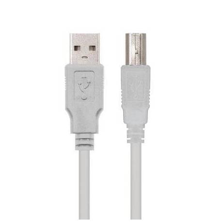 CABLE USB 2.0 IMPRESORA NANOCABLE 10.01.0104/ USB TIPO-B MACHO - USB MACHO/ 3M/ BEIGE