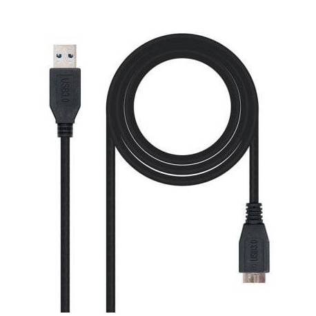 CABLE USB 3.0 NANOCABLE 10.01.1101-BK/ USB MACHO - MICROUSB MACHO/ 1M/ NEGRO