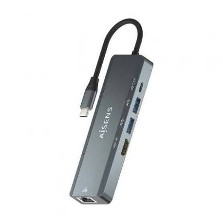 DOCKING USB TIPO-C AISENS ASUC-5P011-GR/ 1XHDMI 4K/ 2XUSB/ 1XRJ45/ 1XUSB TIPO-C/ 1XUSB TIPO-C PD/ GRIS