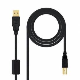 CABLE USB 2.0 IMPRESORA NANOCABLE 10.01.1205/ USB TIPO-B MACHO - USB MACHO/ 5M/ NEGRO