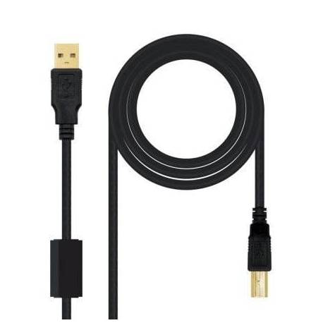 CABLE USB 2.0 IMPRESORA NANOCABLE 10.01.1205/ USB TIPO-B MACHO - USB MACHO/ 5M/ NEGRO