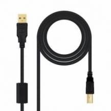 CABLE USB 2.0 IMPRESORA NANOCABLE 10.01.1205/ USB TIPO-B MACHO - USB MACHO/ 5M/ NEGRO