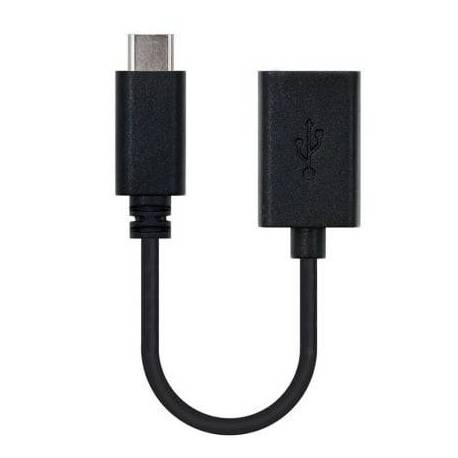 CABLE USB 2.0 TIPO-C NANOCABLE 10.01.2400/ USB TIPO-C MACHO - USB HEMBRA/ 480MBPS/ 15CM/ NEGRO