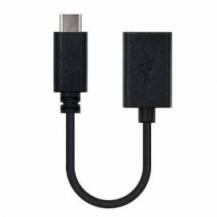 CABLE USB 2.0 TIPO-C NANOCABLE 10.01.2400/ USB TIPO-C MACHO - USB HEMBRA/ 480MBPS/ 15CM/ NEGRO