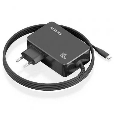 CARGADOR DE PORTÁTIL GAN AISENS ASCH-1PD100WL50-BK USB TIPO-C/ 100W/ AUTOMÁTICO/ VOLTAJE 5-20V