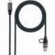 CABLE USB 3.2 TIPO-C NANOCABLE 10.01.4111-COMB/ USB TIPO-C MACHO + USB MACHO - USB TIPO-C MACHO/ HASTA 100W/ 20GBPS/ 1M/ GRIS Y