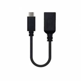 CABLE USB 3.1 NANOCABLE 10.01.4201/ USB TIPO-C MACHO - USB HEMBRA/ 15CM/ NEGRO