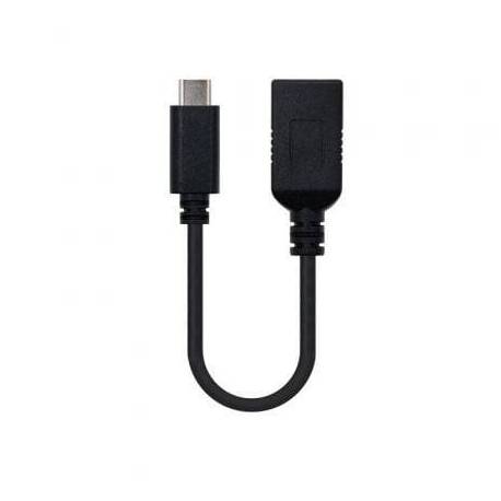 CABLE USB 3.1 NANOCABLE 10.01.4201/ USB TIPO-C MACHO - USB HEMBRA/ 15CM/ NEGRO