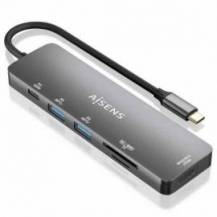 DOCKING USB TIPO-C AISENS ASUC-6P016-GR/ 1XHDMI 4K/ 2XUSB/ 1XLECTOR TARJETAS/ 1XUSB TIPO-C PD/ GRIS