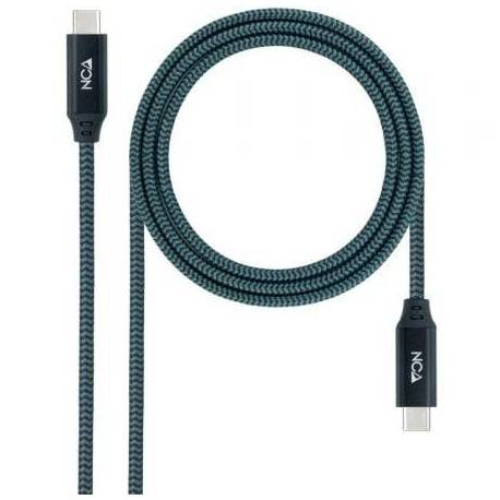 CABLE USB 3.2 TIPO-C NANOCABLE 10.01.4301-L150-COMB/ USB TIPO-C MACHO - USB TIPO-C MACHO/ HASTA 100W/ 20GBPS/ 1.5M/ GRIS Y NEGRO