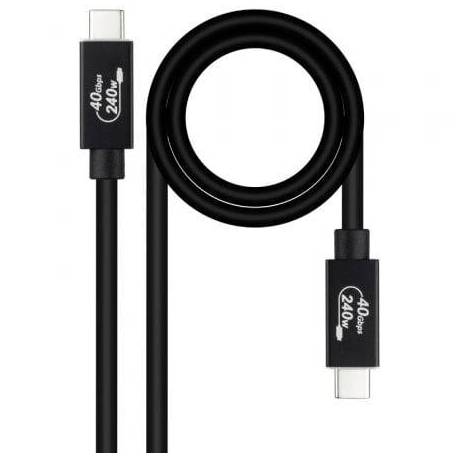 CABLE USB 4.0 NANOCABLE 10.01.5001/ USB TIPO-C MACHO - USB TIPO-C MACHO/ HASTA 240W/ 40GBPS/ 1M/ NEGRO