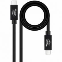 CABLE USB 4.0 NANOCABLE 10.01.5001/ USB TIPO-C MACHO - USB TIPO-C MACHO/ HASTA 240W/ 40GBPS/ 1M/ NEGRO