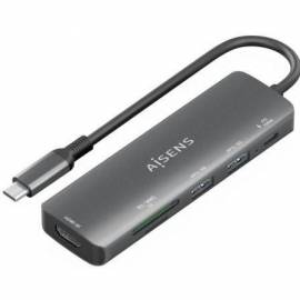 DOCKING USB TIPO-C AISENS ASUC-5P011-GR/ 1XHDMI 4K/ 2XUSB/ 1XUSB TIPO-C PD/ 1XLECTOR TARJETAS/ GRIS